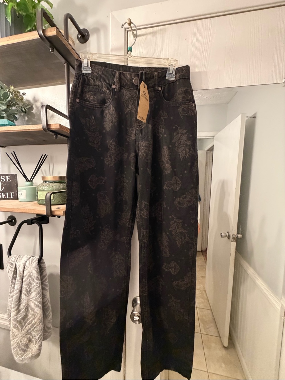 Disturbia Black Paisley Straight-Leg Jeans